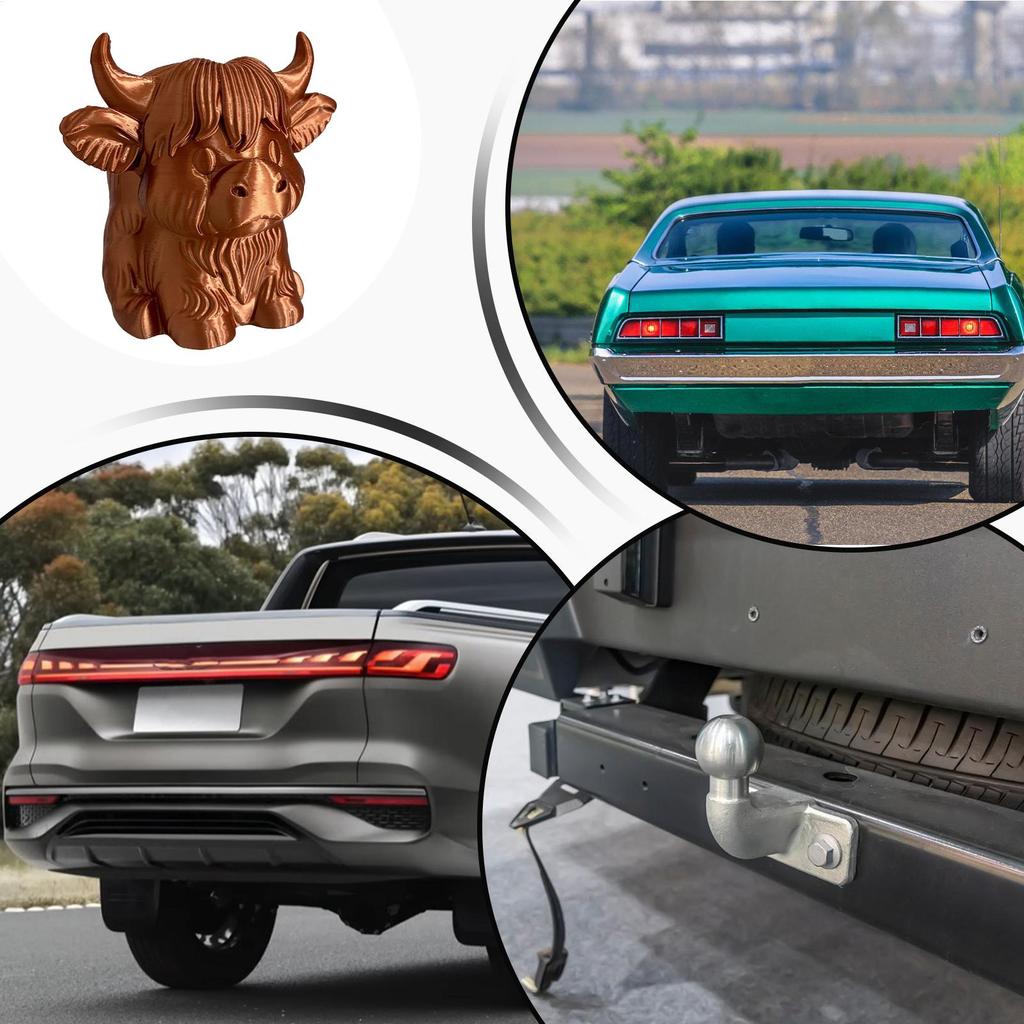 Funny Highland Cattle Car Rear Hitch Cover Cap for Trailer Coupling Trailer Hitch Ball Cover Prevent Receiver Tube From Rusting
