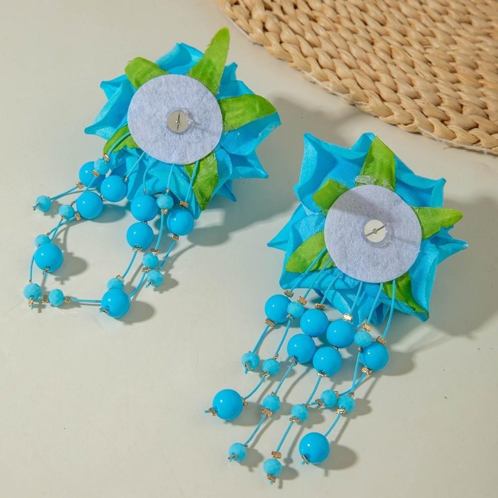 Temperament Flower Earrings Beads Tassel Drop Earrings Summer Women Jewelry  Daily