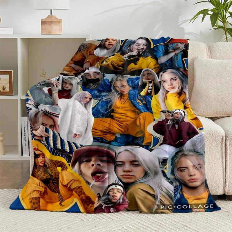 1PC Bi-llie music Artwork Flannel Blanket Gift, Suitable for Both Men And Women, Soft Ideal for Beds And Sofa, Birthday Or Christmas Gift