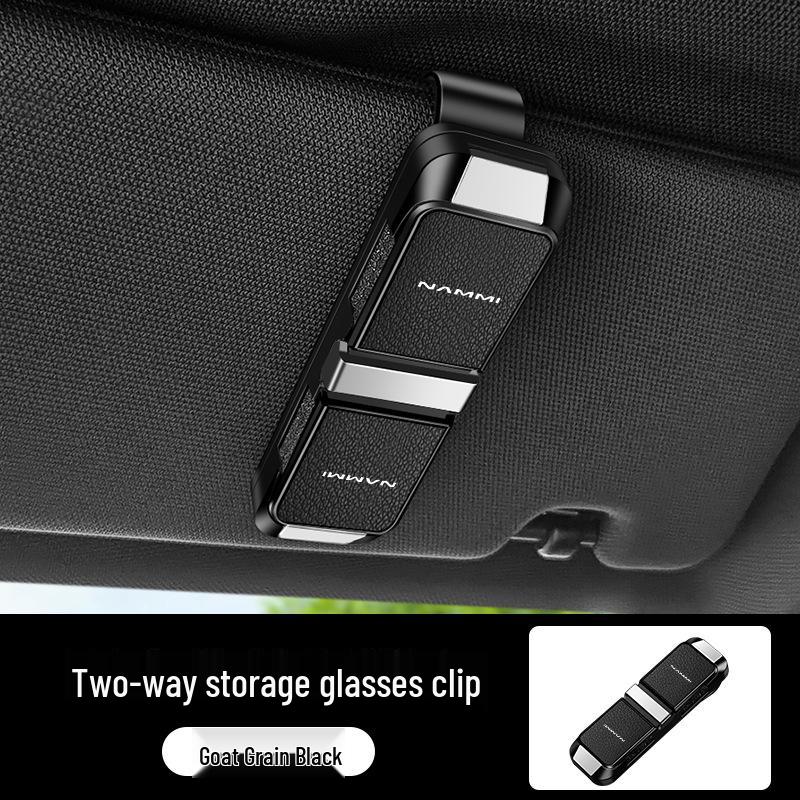 Applicable Nano 01 Car Two-way Sunglasses Holder with High-grade Interior Glasses and Bill Clip