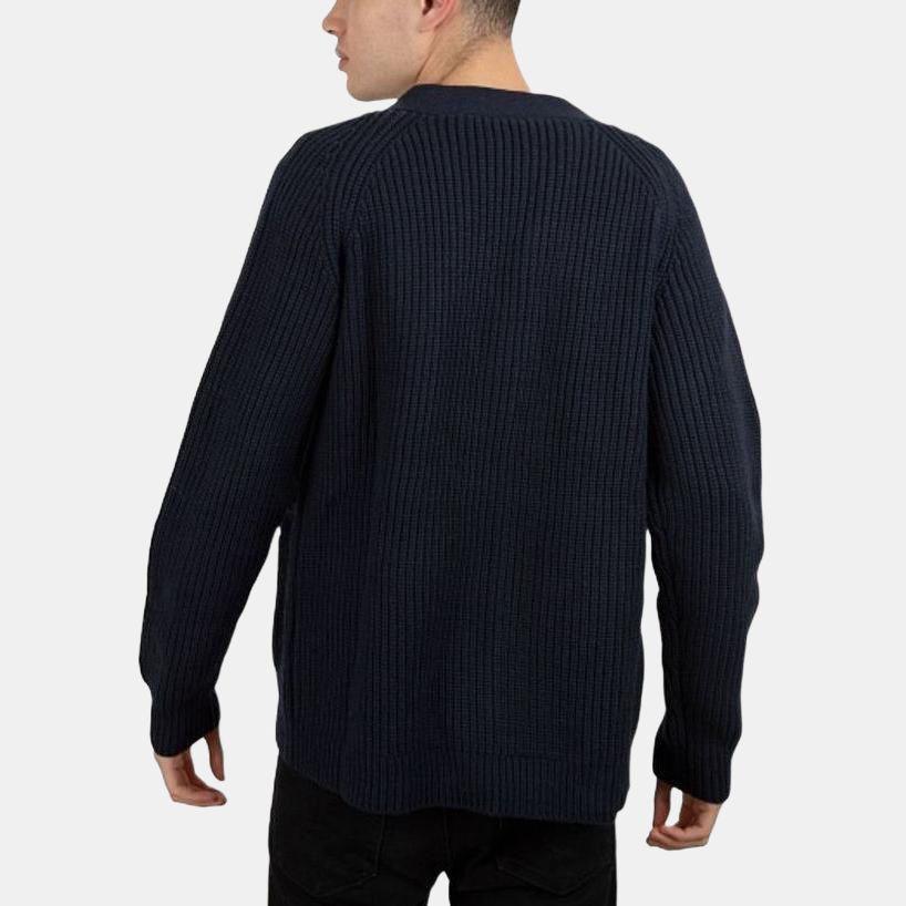New Era FW22 Logo Pattern Printed V-Neck Single-Breasted Long Sleeve Sweater Unisex Sweater Dark-Blue 13338685-NVY
