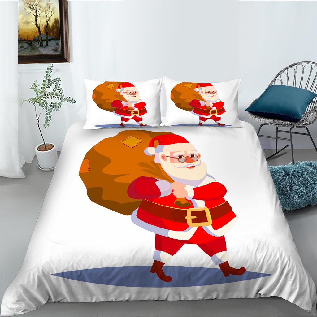 Vánoční dekorace Přikrývka na peřinu Povlak na polštář Dvou Třídílná sada Polyester 3D Digitální tisk Sváteční dárek