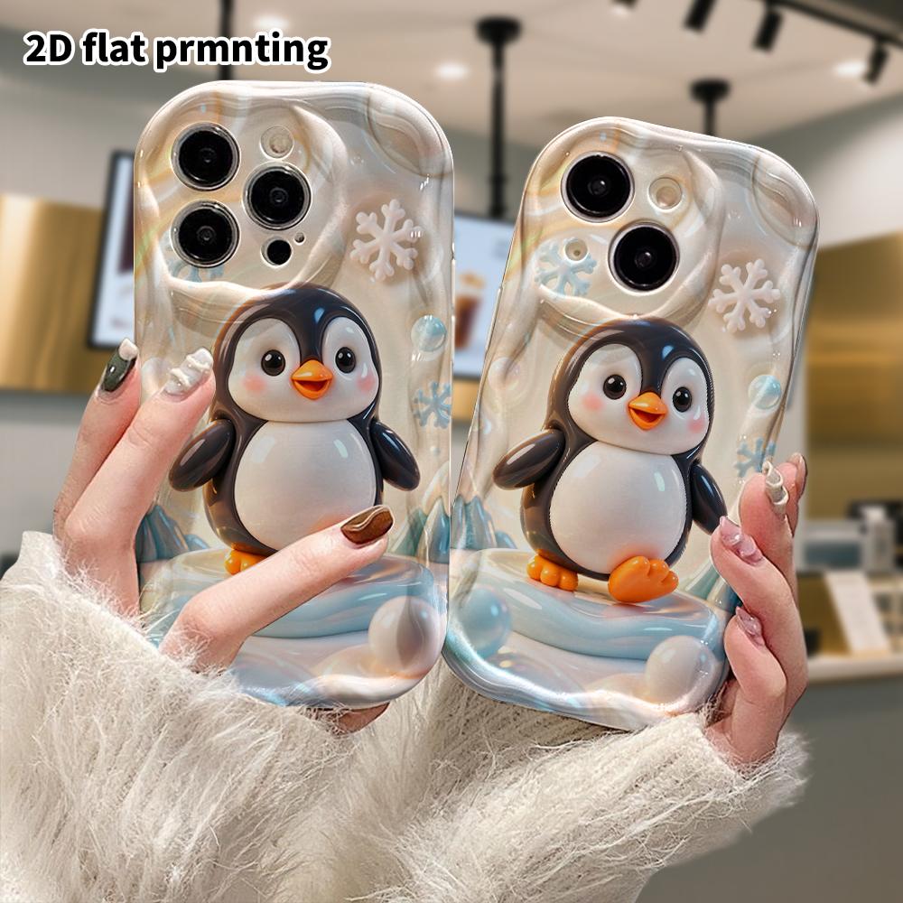 Phone Case: 2D Flat Design, Compatible with iPhone 18 17 16 15 14 13 Pro Protective Cases, Cute Little Penguin, Perfect Christmas and Halloween Holida
