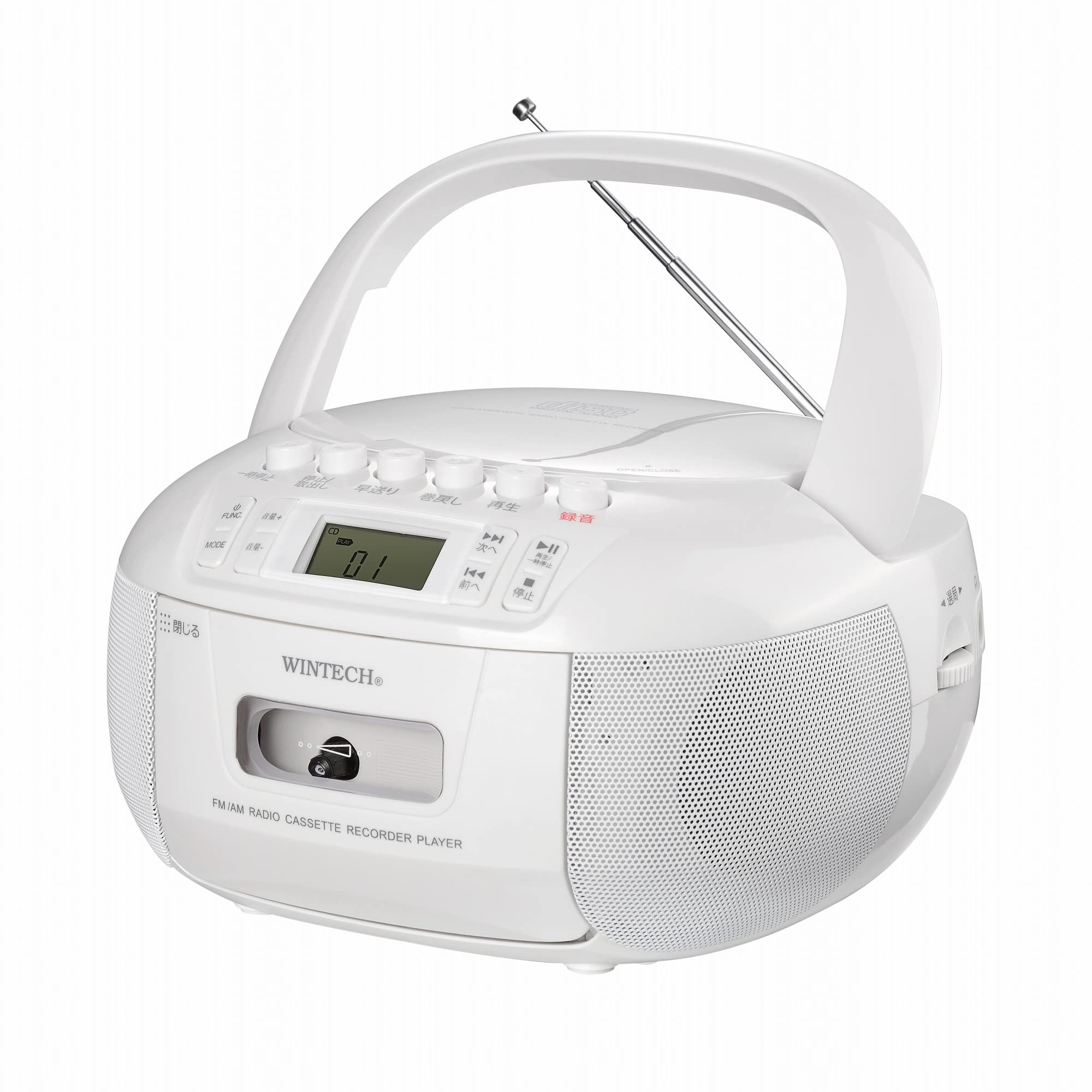 

WINTECH CD радіо касетний магнітофон з радіо AUX CD CD касета касетна стрічка AC батарея мова слух навушник японська інструкція Hiroka Bussan білий