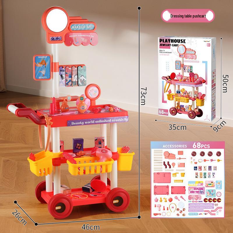 Playhouse Kitchen & Shopping Cart Toy Set – Simulation Tableware & Medical Tools for Girls