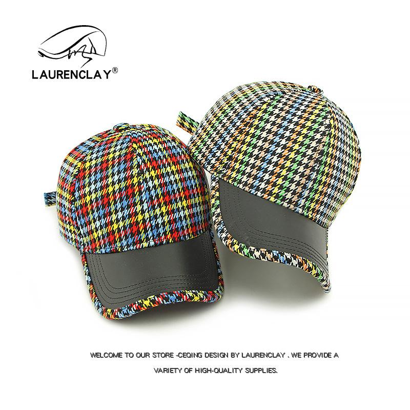 Fashion color thousand bird grid hard top baseball cap women's spring new sunscreen cap personalized splicing cap men