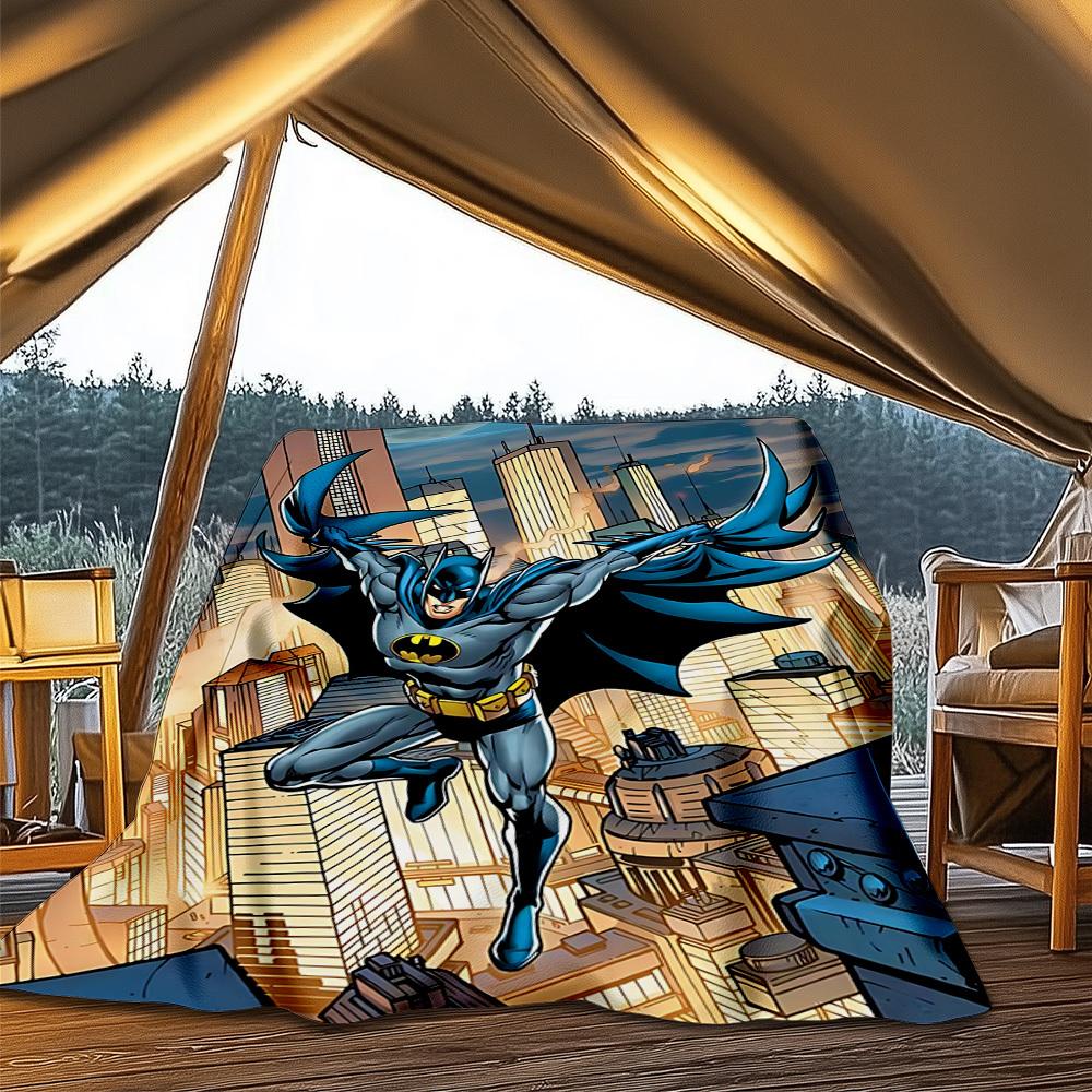 1pc Batman, Superhero Outdoor Flannel Throw Blanket Soft, Lightweight & Warm for Sofa, Office