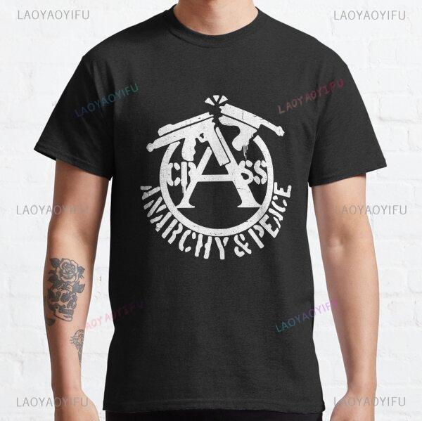 Vintage Anarchy Anarchist Printed Loose TShirts Unique Men Crew Neck T Shirt Short Sleeve Anarchy Symbol Personalized Clothing