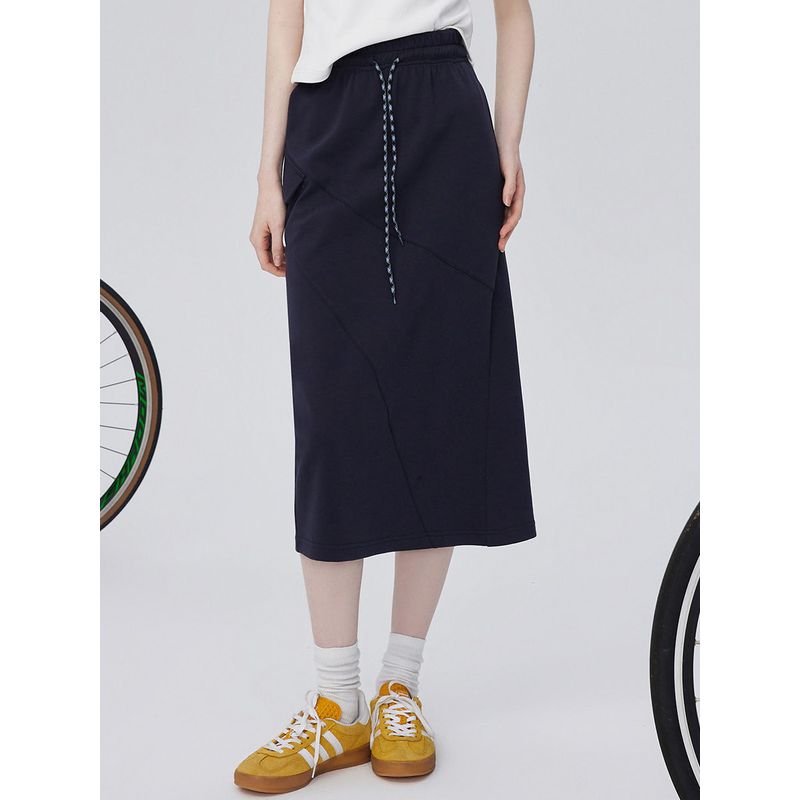 Coolhut Elastic Drawstring Large Pocket Slit 2026 Spring Straight Mid-Length Skirt