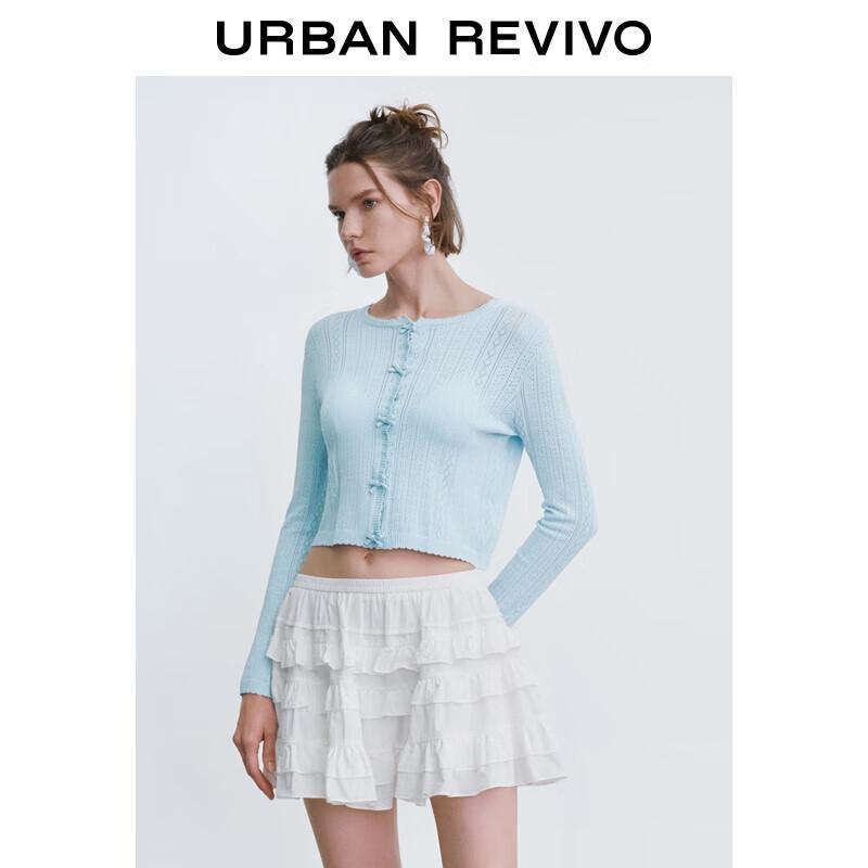 UR Women's Sweet Bowknot Openwork Slim-fit Knitted Cardigan