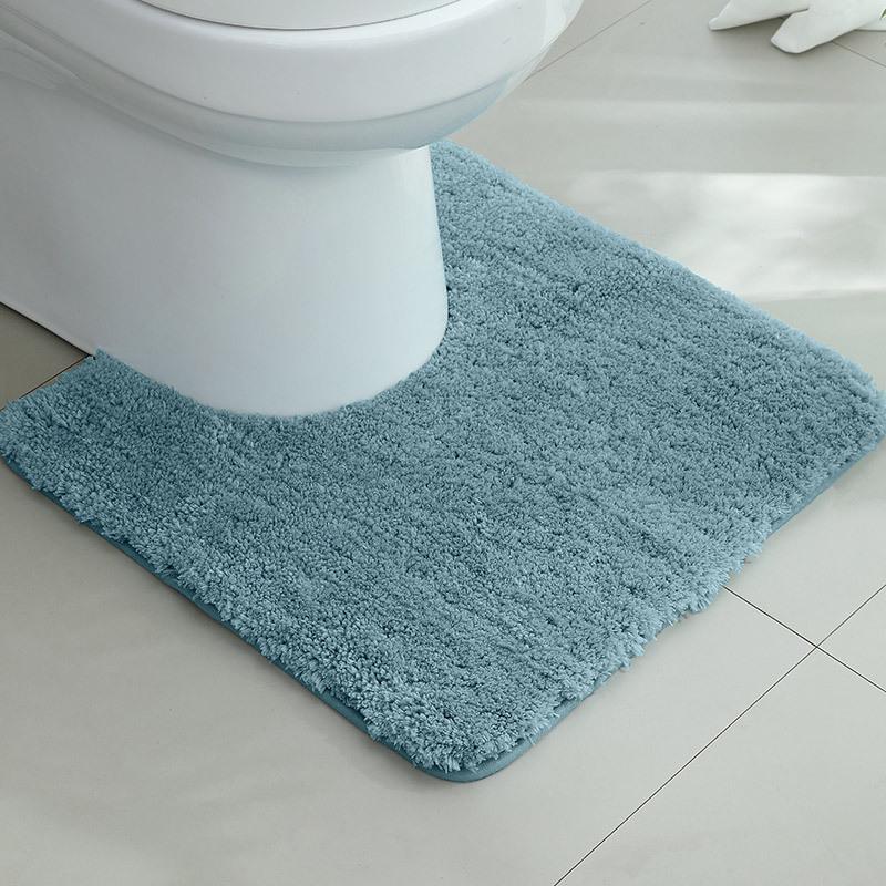 Thickened U-Shaped Non-Slip Absorbent Toilet Mat - Dirt-Resistant Bathroom and Bedside Carpet