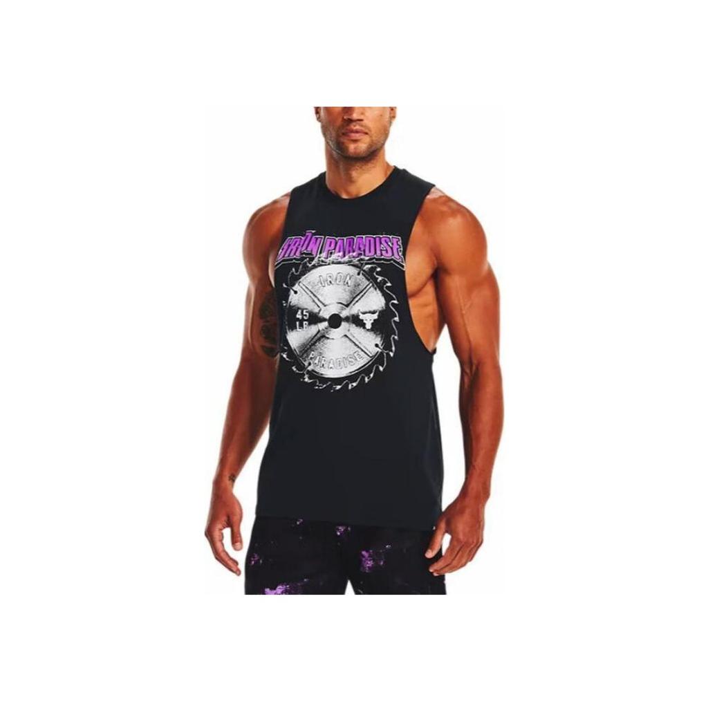 Under Armour Printed Letter Training Sleeveless Tank Top Men Tops Black 1373758-001