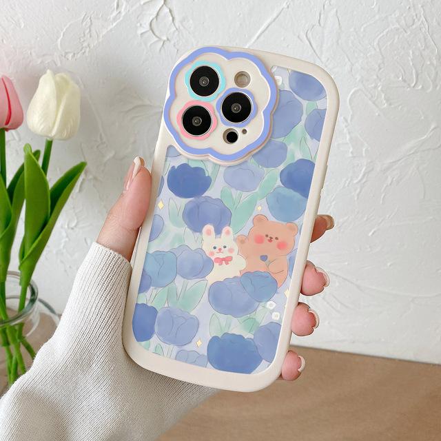 Custodia per telefono con bumper a fiori per custodie per iPhone 13 Pro iPhone 11 12 13 14 Pro Max Xr Xs X Custodia per telefono iPhone11 Copertura posteriore in silicone morbido