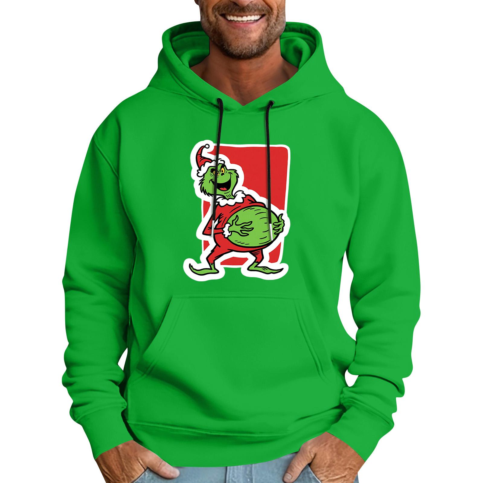 

Мужская повседневная спортивная толстовка с капюшоном и карманом, с рождественским принтом, с длинным рукавом L