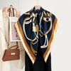 Autumn And Winter White Flower Print Fresh And Elegant 90 Square Scarf Herringbone Shawl Soft Skin-Friendly Warm Scarf