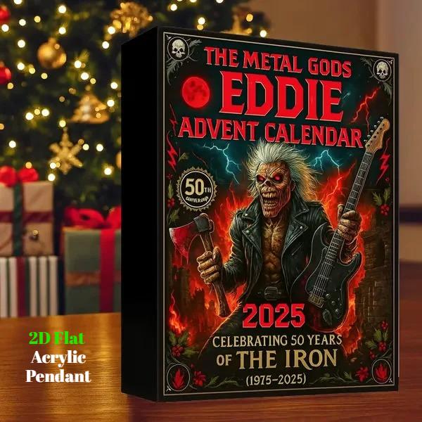24 Days Eddie Advent Calendar 2025 Christmas Band Pendant Advent Calendar 24pcs 2D Flat Acrylic Pendant Figure Keychain