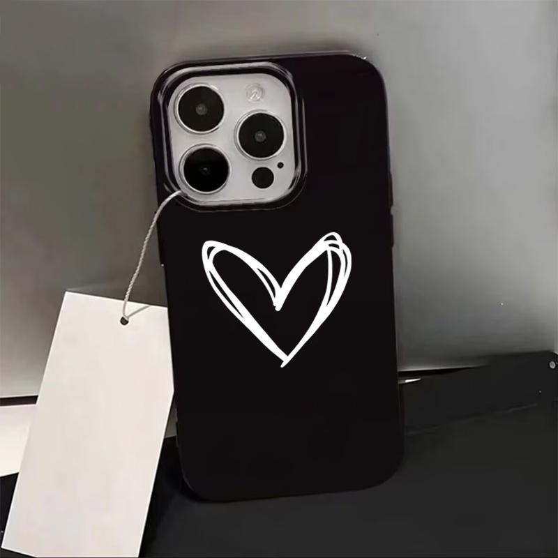 Simple Heart Pattern Phone Case For iPhone 17 16 15 14 13 12 11 Pro Max Air 16e Air XR X XS Max 7 8 Plus Shockproof Soft Cover
