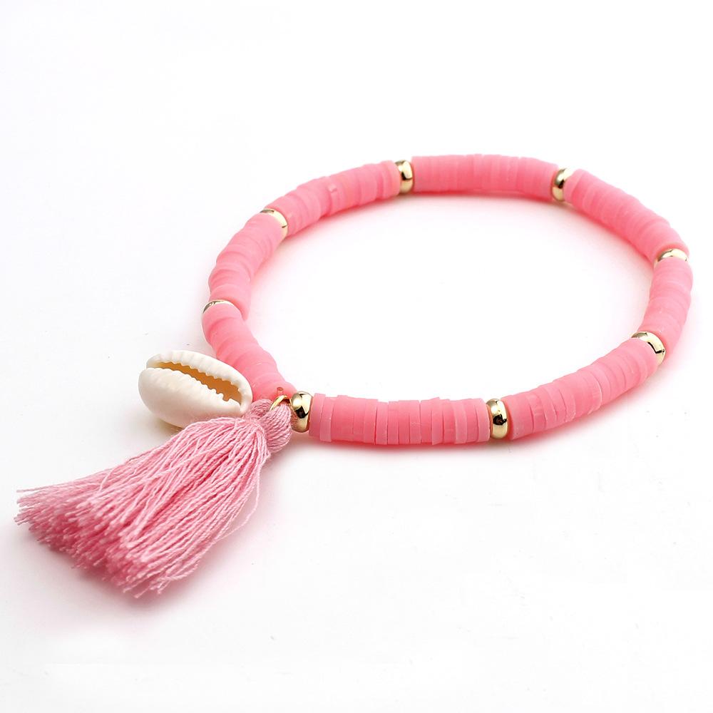 1String 18.5cm Tassel Colored Soft Clay Bracelet Resin Shell Pendant Diy High-quality Men Women Bracelet Jewelry Gift