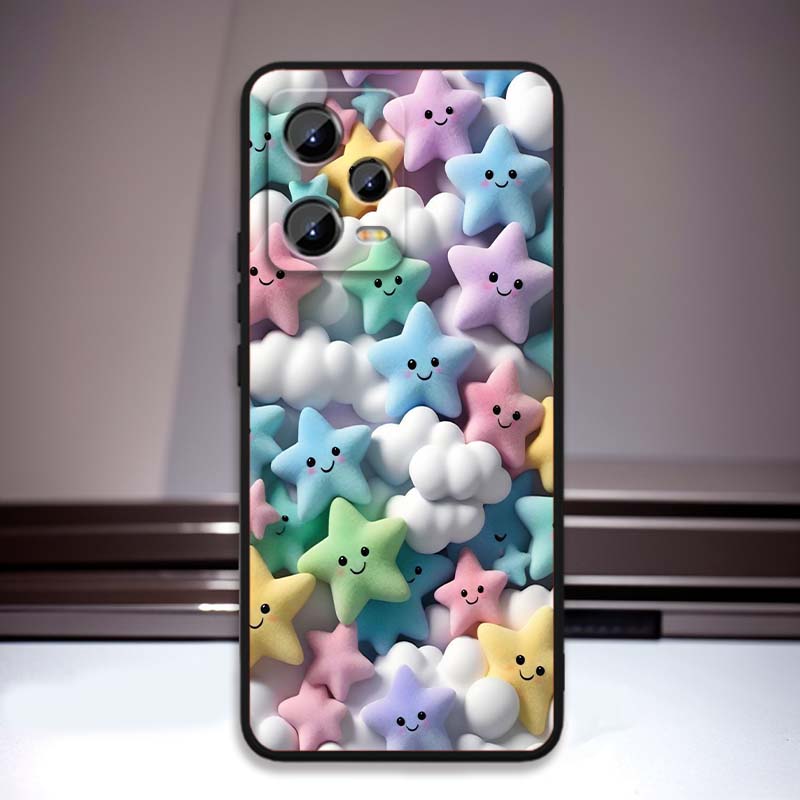 Cartoon Animals Cute Phone Case For Xiaomi Redmi Note 15 14 13 12 12S 11E 11 11S Pro Plus 4G 5G Black Soft TPU