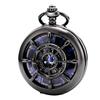 TREEWETO Mechanical Pocket Antique Ladder Skeleton Roman Double with Chain Watch, Case, Design, Numerals, Black, Hunter,