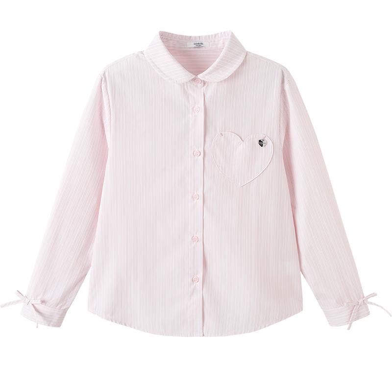 Balabala Girls' Sweet Striped Long-Sleeve Shirt