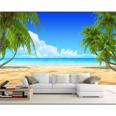 Sea View Coconut Tree 3d Wallpaper Natural Landscape Mural Bedroom Living Room Wallpaper Mural