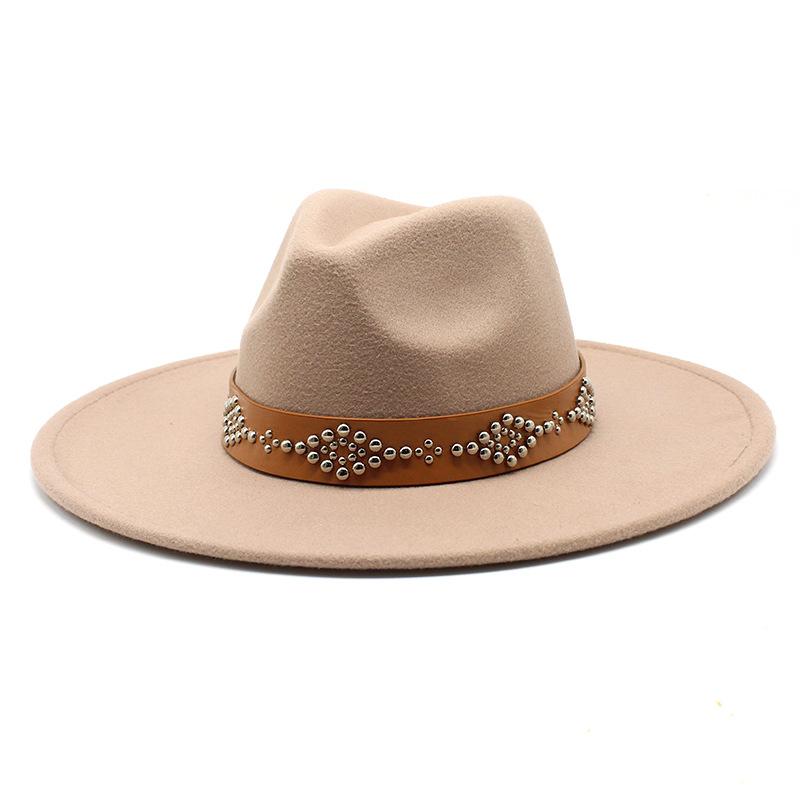 2022 Fedora Hat for Women Retro Wool Felt Jazz Hat 9.5CM Wide Brim Church Wedding Hat Street Fashion Black Dress Cap