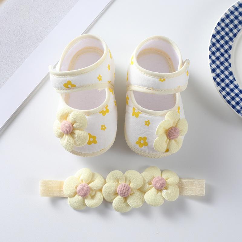 

Летняя парусиновая обувь для новорожденных девочек с цветочным принтом, обувь для первых ходунков, обувь для кроватки с повязкой на голову 11