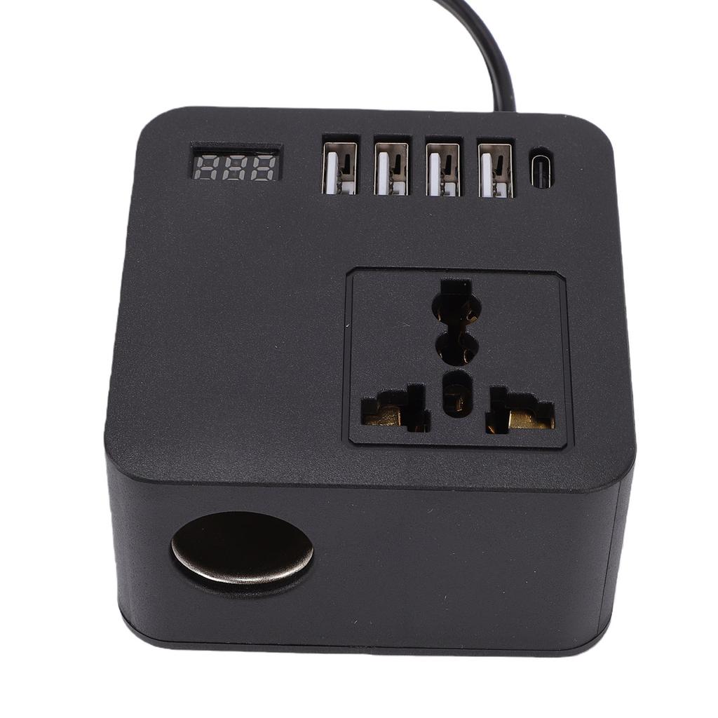 Car Power Inverter 300W Peak with 4 USB 1 Type C Charging Ports LED Voltage Display Car Plug Adapter for Most Vehicle