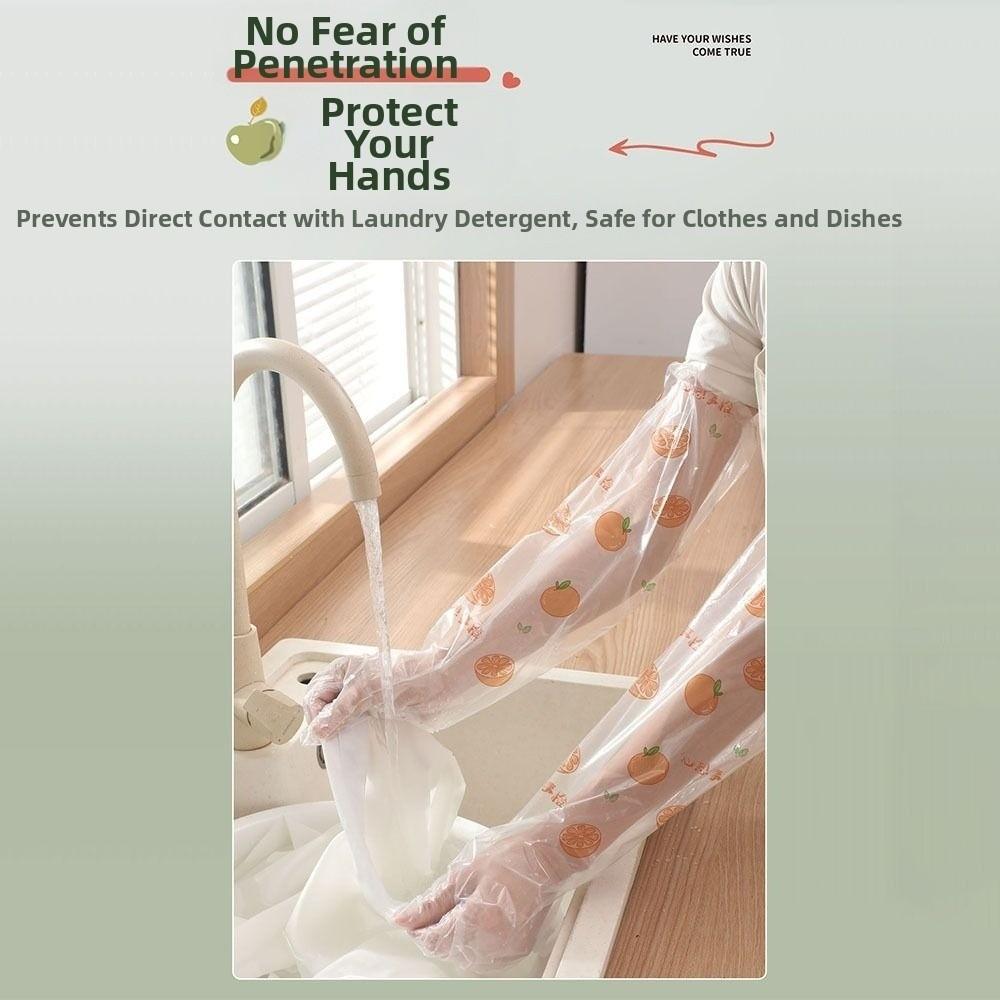 10PCS Print Disposable Gloves Extra Long Extended Housework Gloves  for Restaurant