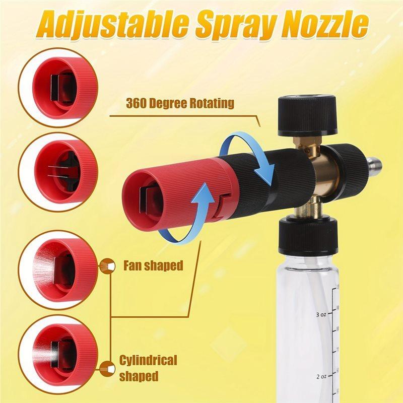 Foam Cannon Kit 1/4" Quick Connect Compact Design Includes 5 Pressure Washer Nozzle Tips Premium Plastic Housing Body