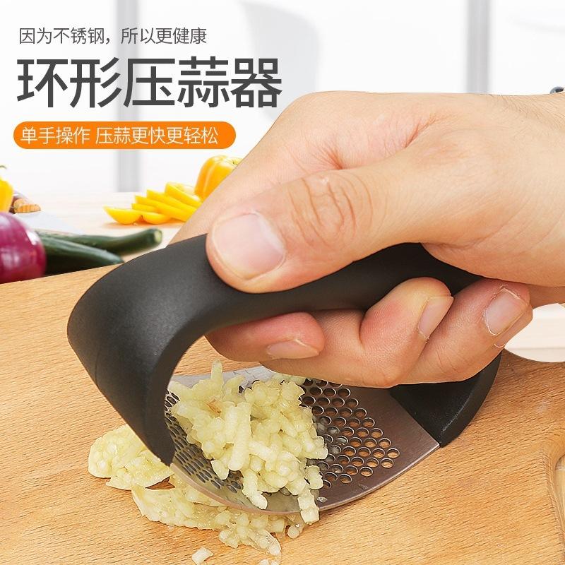 

Stainless steel garlic press Thickened version, garlic clip, garlic grinder, household garlic grinder, garlic mash, garlic molar kitchen чорний