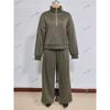 Women's 2 Piece Casual Tracksuit Half Zip Sweatshirt And Elastic Waist Wide Leg Pants Loungewear Set