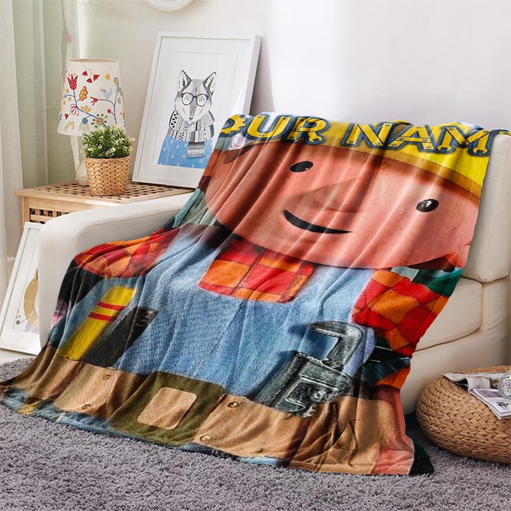 1 Stück Individueller Name Bob der Baumeister Gemustert Flanell Decke Geeignet für Alle Jahreszeiten für Heimdekoration Wärme und Komfort Geschenke Feiertagsgeschenk