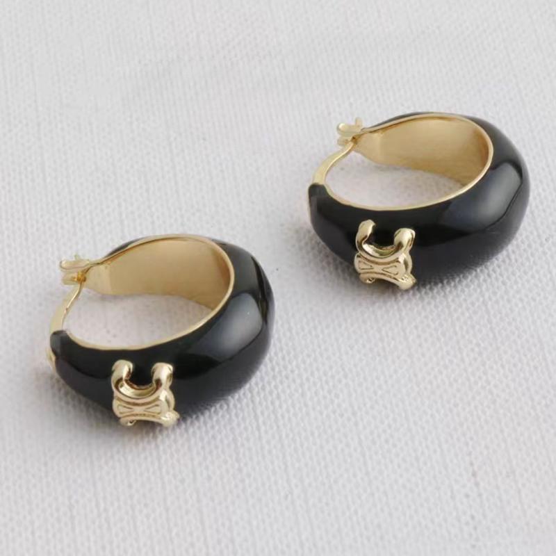 Maillard Caramel Brown Arc de Triomphe Enamel Earrings: Retro Drip Oil Round Hoop Earrings for Women