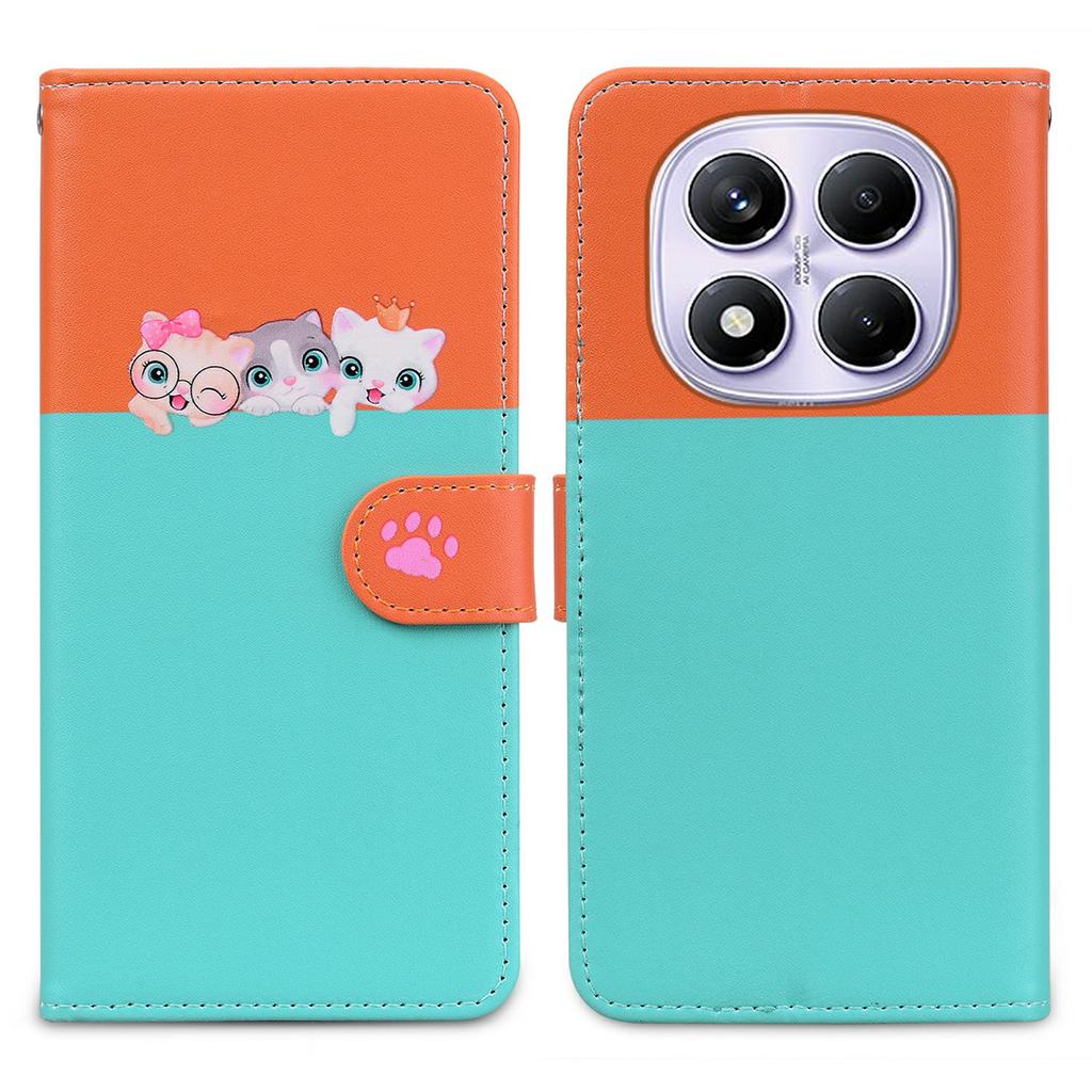 Cartoon Pet Series for Xiaomi Redmi Note 14 Pro 4G Wallet Phone Case Splicing Leather Flip Cover