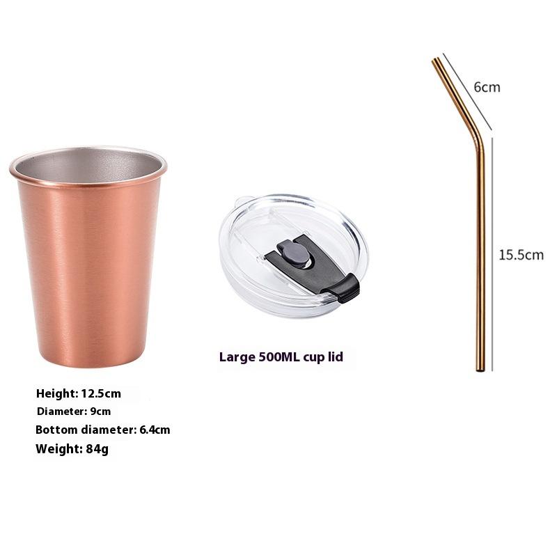 Edelstahlbecher mit Mund, Wasserbecher, Bierbecher, Kaltgetränk, Kaffeebecher, verdickter, lässiger Becher, Peptid, vergoldet, transparenter Becher