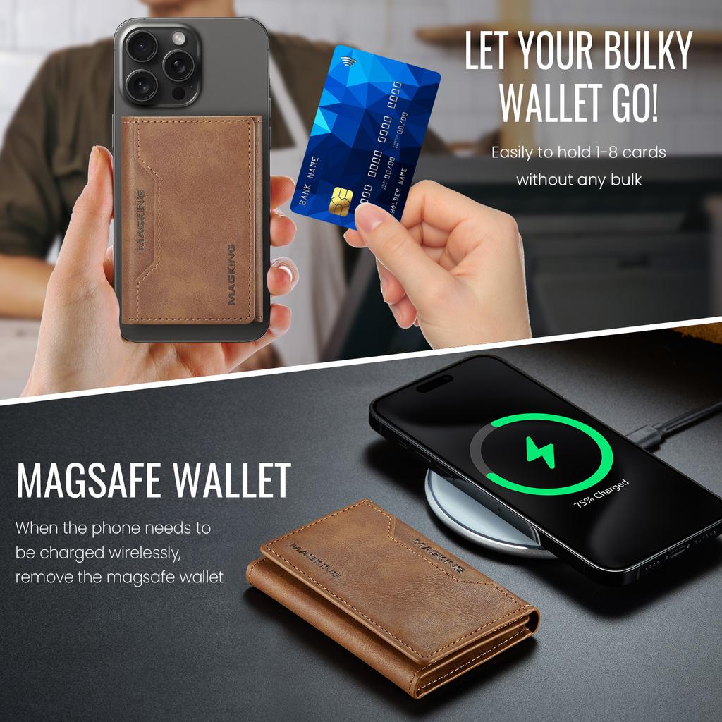 RFID Blocking Magnetic Flip Leather Card Holder Men Sle Kickstand Wallet for Magsafe IPhone 17 Pro Max Samsung S26 Ultra Case