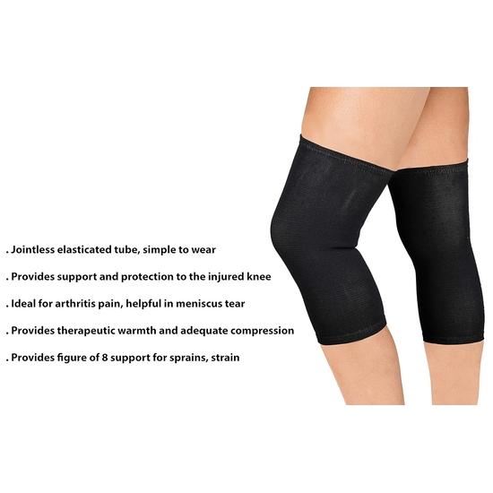 Wonder Care Knee Cap Support for Knee Joint Pain Relief Stretchable Knee Compression Brace Pair for Men & Women Arthritis Relief Black (XL)