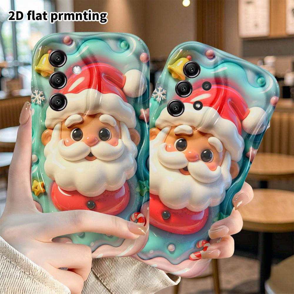 Phone Case: 2D Flat Design Suitable for Samsung Galaxy A34 A35 M05 M06 S20 S22 S21 FE Plus 5G Protective Case, Santa Claus Embossing, Perfect Christma