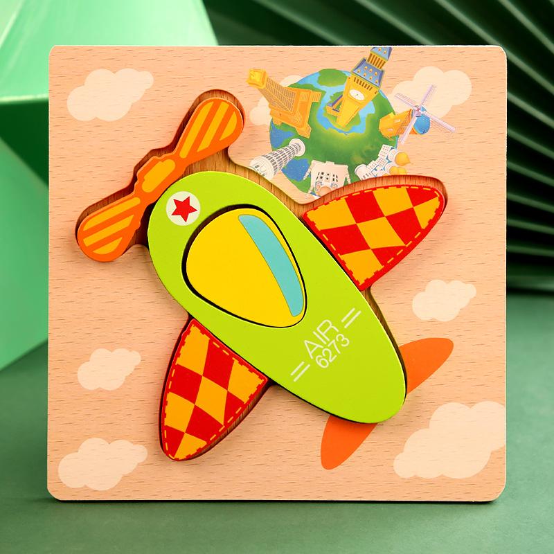 High Quality 3D Wooden Puzzle Baby Cartoon Animal Traffic Jigsaw  Early Learning Cognition Game Puzzle Toys for Children
