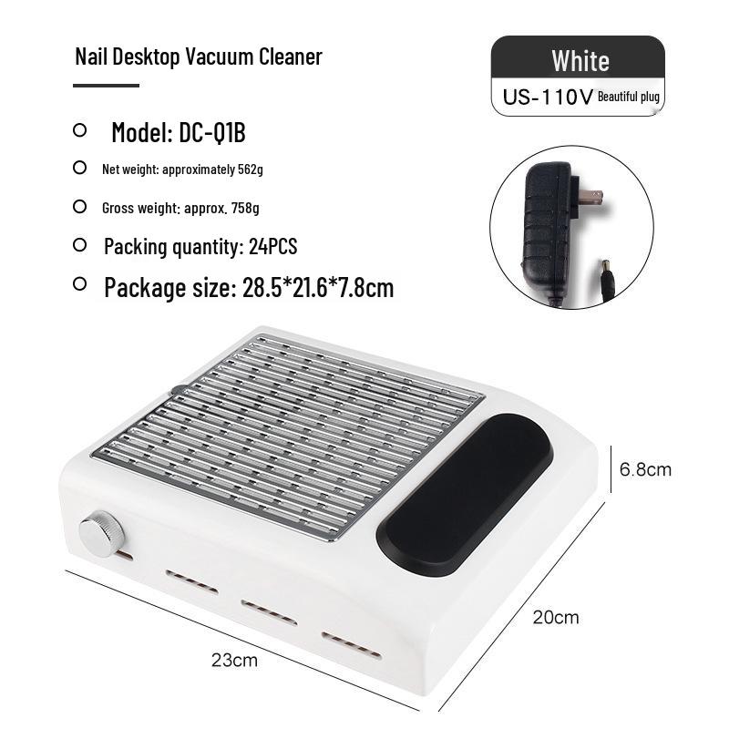 Japanese-Style Nail Vacuum Cleaner with Adjustable Speed, 80W, Includes Filter and Hand Pad