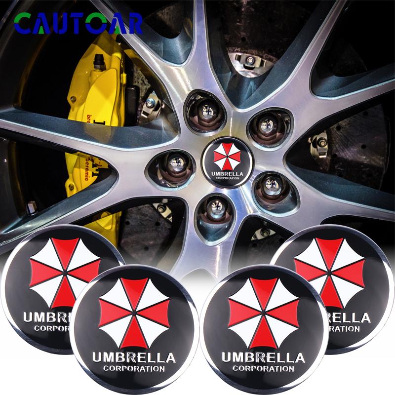 BAYD7 4PCS 56mm Umbrella Corporation Emblem Car Wheel Center Cover Sticker Auto Hub Caps Decal Accessories For Toyota Renault Volvo