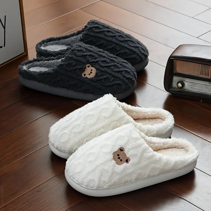 Gemütliche Cartoon-Bären-Hausschuhe für Damen & Herren - Plüschige Winter-Hausschuhe für drinnen, Rutschfest, Warm & Bequem zum Hineinschlüpfen