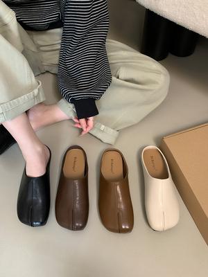 Fashion Bailamos Women Split Toe Slippers Tabi Ninja Slip Flats Round Toe Shallow Lazy Slip On Boat Slingback Mules Shoes Soft Loafer