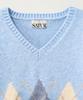 Seteo (W) Argyle V-Neck Pullover Knit Sky Blue