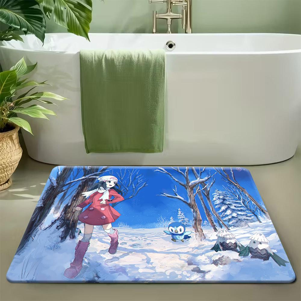 Pokemon Gengar Starry Night Van Gogh Style Print Non-Slip Doormat, Absorbent Floor Mat for Home Decor 40x60cm