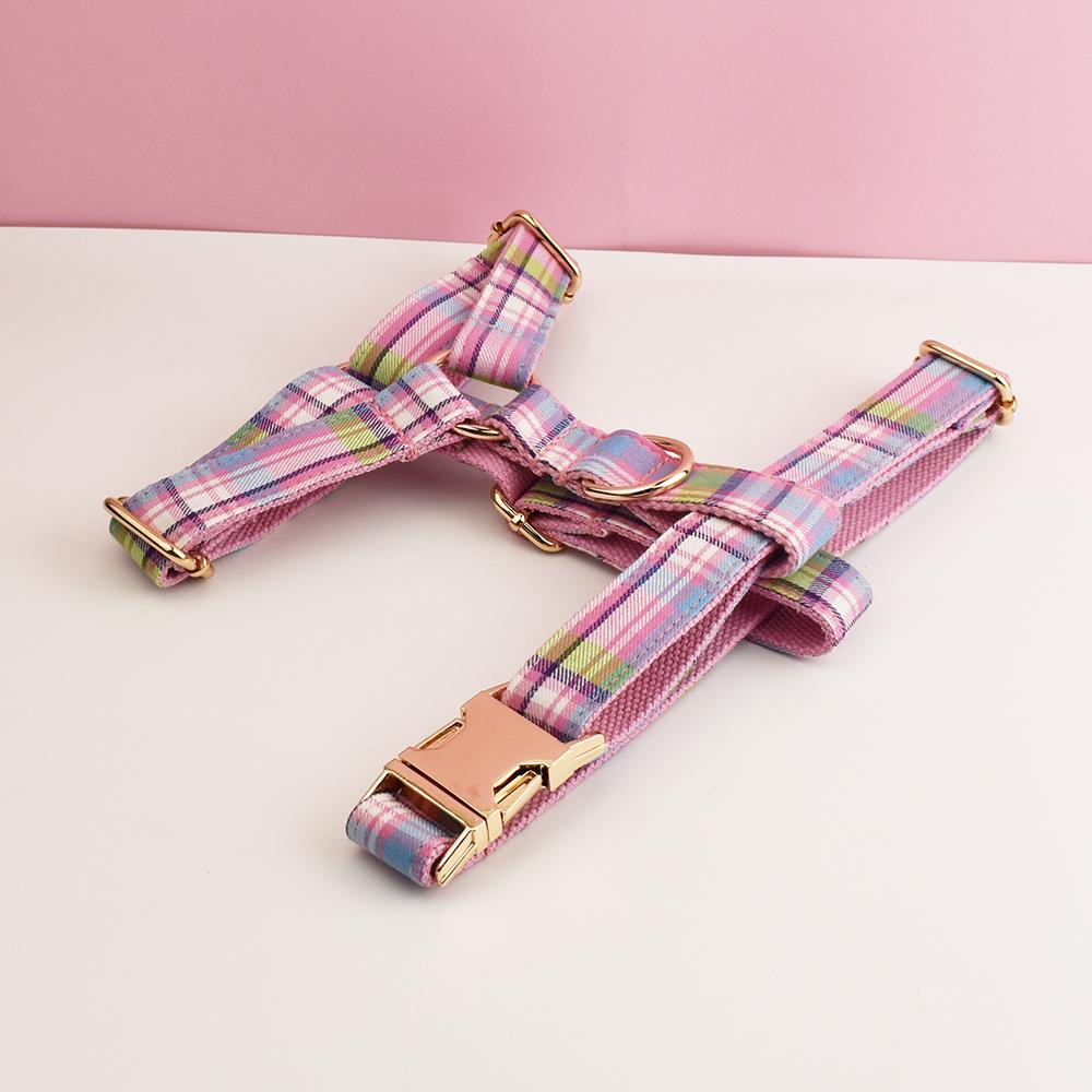 Plaid Dog Collar And Leash Set For Dogs Custom Engraved Nameplate Pet Supplies Dog Leash Grid 14