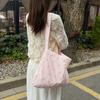 Candy Color Plaid Women's Shoulder Bags Large Capacity Women's Shopping Bag Cute Bowknot Female Travel Handbags Book Tote Purse
