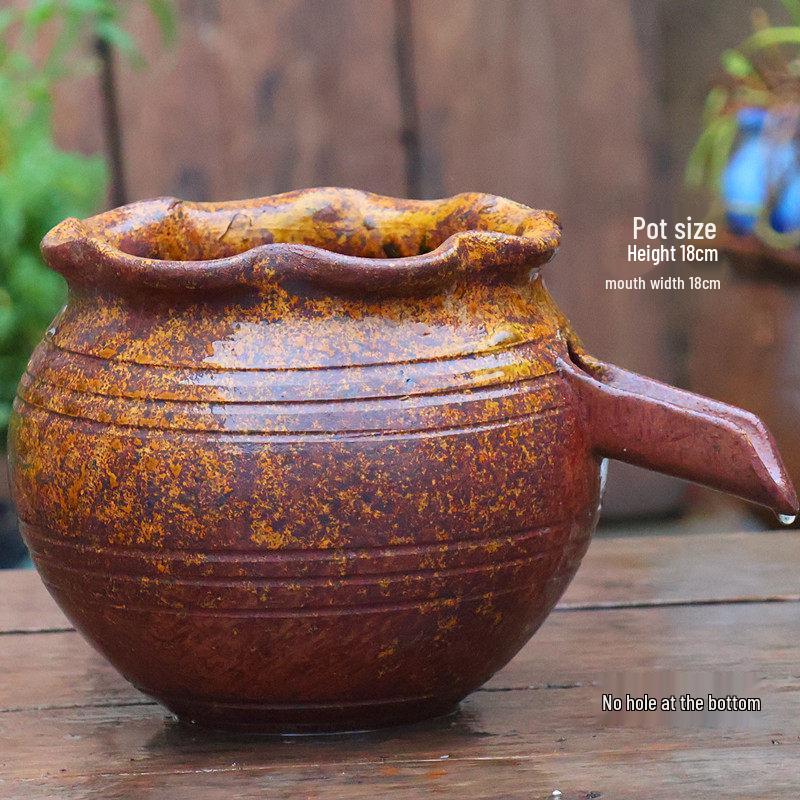 Retro Handmade Ceramic Waterfall Pot: Ancient Fish Farming Water Feature for Courtyard Landscapes